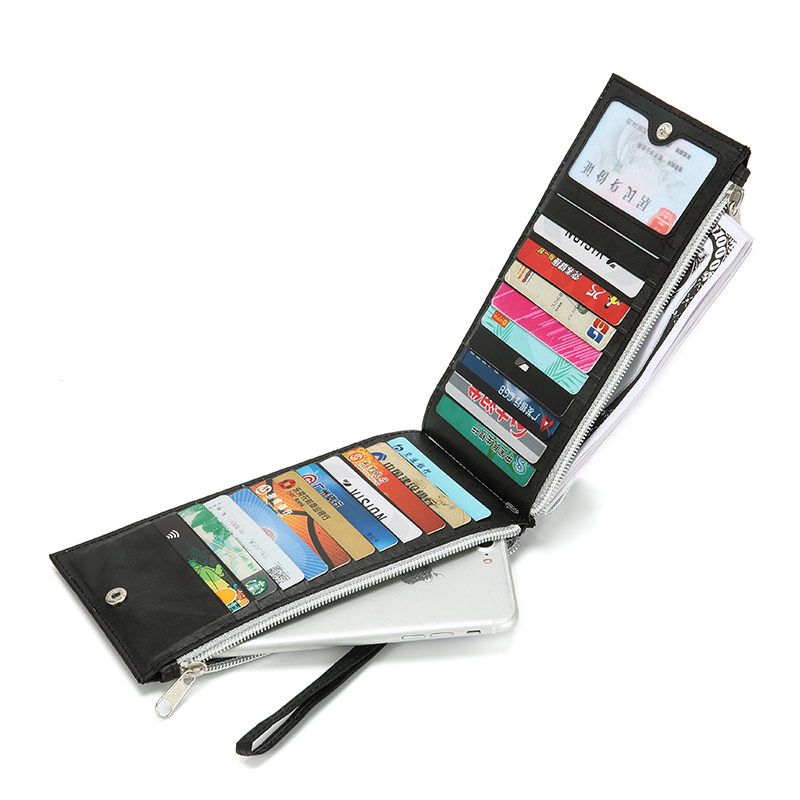 Womens Walllet RFID Blocco Bifold Multi Card Case Portafoglio con Cerniera Tasca Campitura 