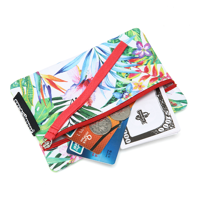 mini portafoglio con zip portamonete portamonete in tela di cotone stampata 