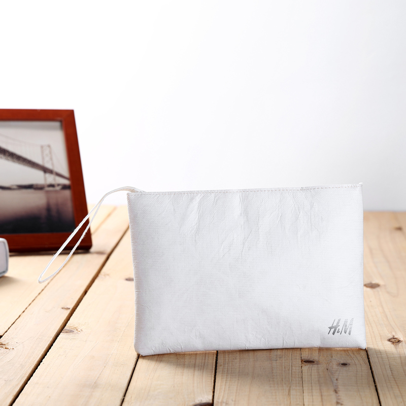  ecologico  tyvek sacchetto cosmetico di carta sacchetto di trucco bianco leggero impermeabile tyvek borsa con cerniera 