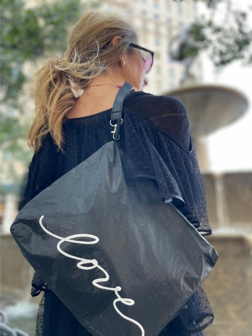 Borsa da toilette nera scintillante: custodia in Tyvek impermeabile ecologica personalizzata da donna