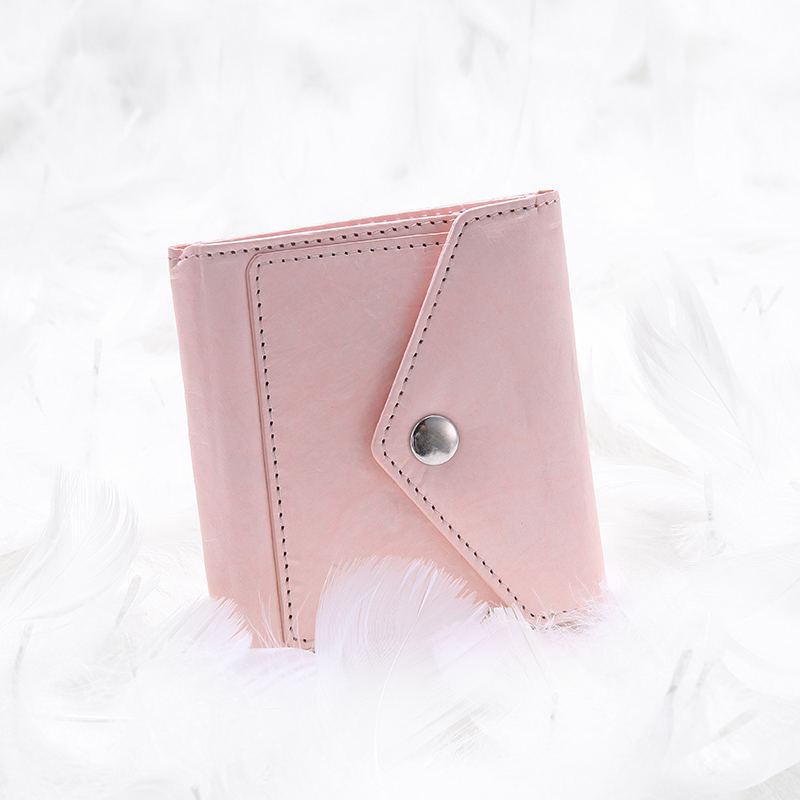 Portafoglio bifold piccolo da donna in Tyvek con rivestimento in pelle PU – Porta carte con blocco RFID e tasca porta monete con cerniera