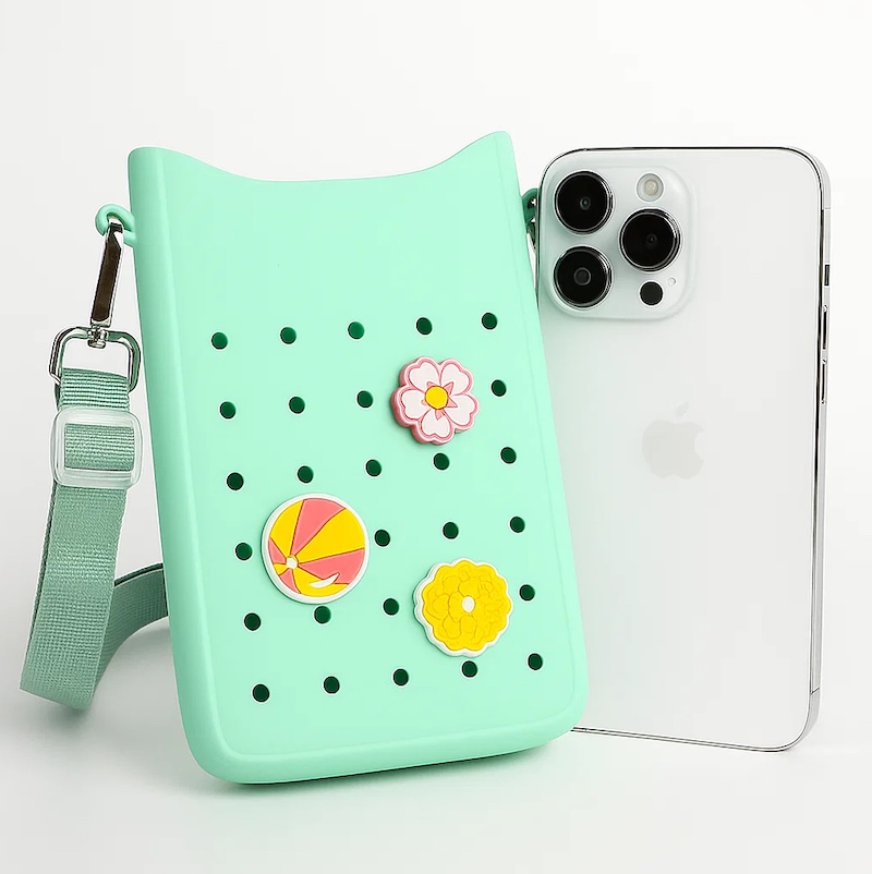 Custodia a tracolla per cellulare in silicone Candy Beach – Borsa a tracolla impermeabile e a mani libere per donna